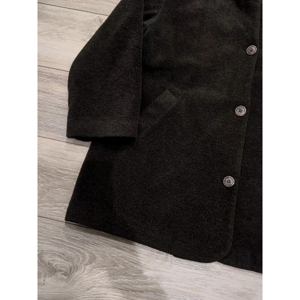 VINTAGE LL BEAN HOODED COAT WOMEN'S SIZE LARGE BROWN WOOL BLEND/FLEECE/LINED